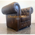 Klassisk Antik mellembrun (A5M) Chesterfield lænestol