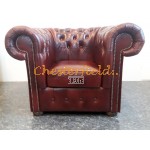 Klassisk  Antik bordeaux (A7) Chesterfield lænestol