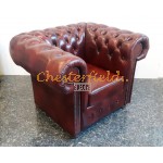 Klassisk  Antik bordeaux (A7) Chesterfield lænestol