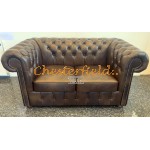 Klassisk  mediumbrun 2 personer Chesterfield sofa (A5M)