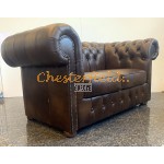 Klassisk  mediumbrun 2 personer Chesterfield sofa (A5M)