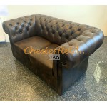Klassisk  mediumbrun 2 personer Chesterfield sofa (A5M)