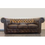 Classic Antik mittelbraun 3-Sitzer Chesterfield Sofa