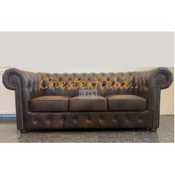 Classic Antik mittelbraun 3-Sitzer Chesterfield Sofa