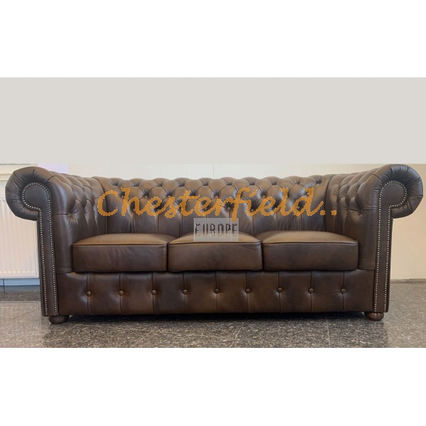 Classic Antik mittelbraun 3-Sitzer Chesterfield Sofa