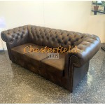 Classic Antik mittelbraun 3-Sitzer Chesterfield Sofa