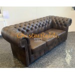 Classic Antik mittelbraun 3-Sitzer Chesterfield Sofa