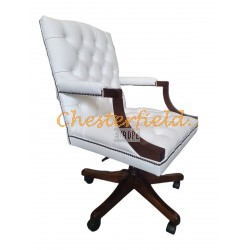 Chesterfield King hvit drejelig kontorstol