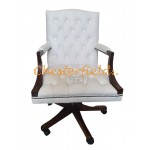 Chesterfield King hvit drejelig kontorstol