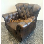 Monk mediumbrun (A5M) Chesterfield lænestol