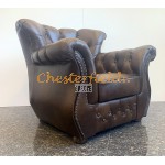 Monk mediumbrun (A5M) Chesterfield lænestol