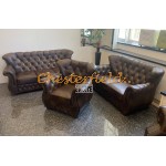 Monk 311 Antikmittelbraun Chesterfield Garnitur