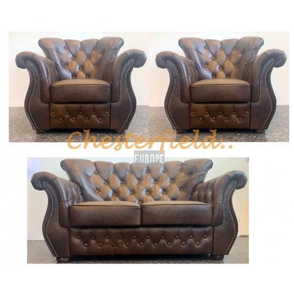 Monk 211 Antikmittelbraun Chesterfield Garnitur