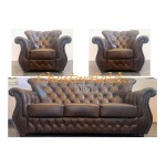 Monk 311 Antikmittelbraun Chesterfield Garnitur