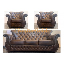 Monk 311 Antikmittelbraun Chesterfield Garnitur