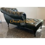 Recamiere Pompadour Chesterfield Rechtsseitig  A8 Antigruen