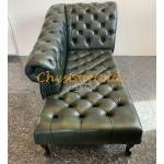 Recamiere Pompadour Chesterfield Rechtsseitig  A8 Antigruen