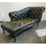 Recamiere Pompadour Chesterfield Rechtsseitig  A8 Antigruen