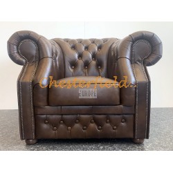 Windsor Antik mellembrun (A5M) Chesterfield lænestol